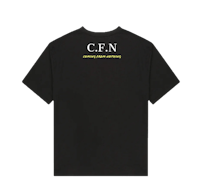 a black t - shirt with the word cen on it